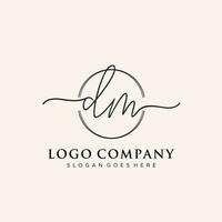 Initial DM feminine logo collections template. handwriting logo of initial signature, wedding, fashion, jewerly, boutique, floral and botanical with creative template for any company or business. vector