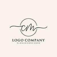 Initial CM feminine logo collections template. handwriting logo of initial signature, wedding, fashion, jewerly, boutique, floral and botanical with creative template for any company or business. vector