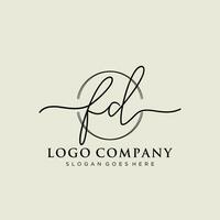 Initial FD feminine logo collections template. handwriting logo of initial signature, wedding, fashion, jewerly, boutique, floral and botanical with creative template for any company or business. vector