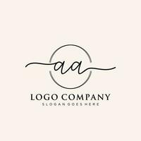 Initial AA feminine logo collections template. handwriting logo of initial signature, wedding, fashion, jewerly, boutique, floral and botanical with creative template for any company or business. vector