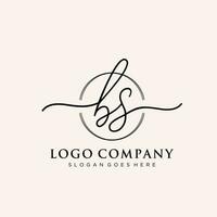 Initial BS feminine logo collections template. handwriting logo of initial signature, wedding, fashion, jewerly, boutique, floral and botanical with creative template for any company or business. vector