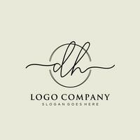 Initial DH feminine logo collections template. handwriting logo of initial signature, wedding, fashion, jewerly, boutique, floral and botanical with creative template for any company or business. vector