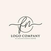 Initial FN feminine logo collections template. handwriting logo of initial signature, wedding, fashion, jewerly, boutique, floral and botanical with creative template for any company or business. vector