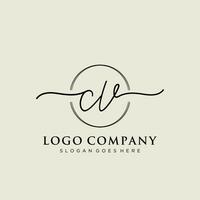 Initial CV feminine logo collections template. handwriting logo of initial signature, wedding, fashion, jewerly, boutique, floral and botanical with creative template for any company or business. vector