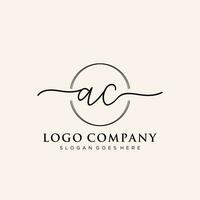 Initial AC feminine logo collections template. handwriting logo of initial signature, wedding, fashion, jewerly, boutique, floral and botanical with creative template for any company or business. vector