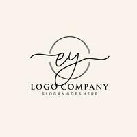 Initial EY feminine logo collections template. handwriting logo of initial signature, wedding, fashion, jewerly, boutique, floral and botanical with creative template for any company or business. vector