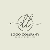 Initial DL feminine logo collections template. handwriting logo of initial signature, wedding, fashion, jewerly, boutique, floral and botanical with creative template for any company or business. vector