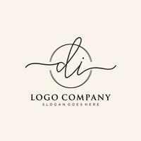 Initial DI feminine logo collections template. handwriting logo of initial signature, wedding, fashion, jewerly, boutique, floral and botanical with creative template for any company or business. vector