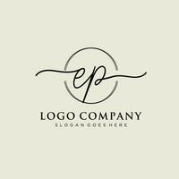 Initial EP feminine logo collections template. handwriting logo of initial signature, wedding, fashion, jewerly, boutique, floral and botanical with creative template for any company or business. vector