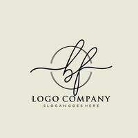 Initial BF feminine logo collections template. handwriting logo of initial signature, wedding, fashion, jewerly, boutique, floral and botanical with creative template for any company or business. vector