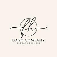 Initial FH feminine logo collections template. handwriting logo of initial signature, wedding, fashion, jewerly, boutique, floral and botanical with creative template for any company or business. vector