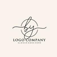 Initial BY feminine logo collections template. handwriting logo of initial signature, wedding, fashion, jewerly, boutique, floral and botanical with creative template for any company or business. vector