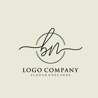 Initial BN feminine logo collections template. handwriting logo of initial signature, wedding, fashion, jewerly, boutique, floral and botanical with creative template for any company or business. vector