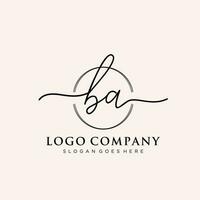 Initial BA feminine logo collections template. handwriting logo of initial signature, wedding, fashion, jewerly, boutique, floral and botanical with creative template for any company or business. vector