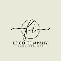 Initial FI feminine logo collections template. handwriting logo of initial signature, wedding, fashion, jewerly, boutique, floral and botanical with creative template for any company or business. vector