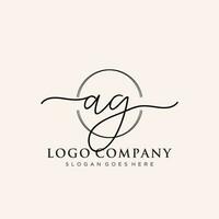 Initial AG feminine logo collections template. handwriting logo of initial signature, wedding, fashion, jewerly, boutique, floral and botanical with creative template for any company or business. vector