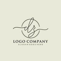 Initial DZ feminine logo collections template. handwriting logo of initial signature, wedding, fashion, jewerly, boutique, floral and botanical with creative template for any company or business. vector