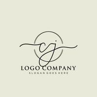 Initial CJ feminine logo collections template. handwriting logo of initial signature, wedding, fashion, jewerly, boutique, floral and botanical with creative template for any company or business. vector