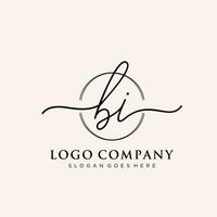 Initial BI feminine logo collections template. handwriting logo of initial signature, wedding, fashion, jewerly, boutique, floral and botanical with creative template for any company or business. vector