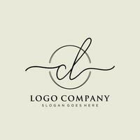 Initial CL feminine logo collections template. handwriting logo of initial signature, wedding, fashion, jewerly, boutique, floral and botanical with creative template for any company or business. vector