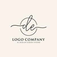 Initial DE feminine logo collections template. handwriting logo of initial signature, wedding, fashion, jewerly, boutique, floral and botanical with creative template for any company or business. vector