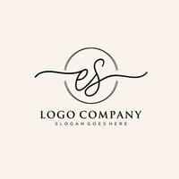 Initial ES feminine logo collections template. handwriting logo of initial signature, wedding, fashion, jewerly, boutique, floral and botanical with creative template for any company or business. vector