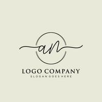 Initial AN feminine logo collections template. handwriting logo of initial signature, wedding, fashion, jewerly, boutique, floral and botanical with creative template for any company or business. vector