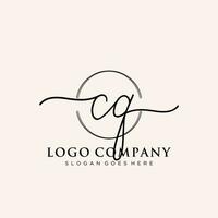 Initial CQ feminine logo collections template. handwriting logo of initial signature, wedding, fashion, jewerly, boutique, floral and botanical with creative template for any company or business. vector