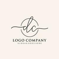 Initial DC feminine logo collections template. handwriting logo of initial signature, wedding, fashion, jewerly, boutique, floral and botanical with creative template for any company or business. vector