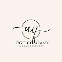 Initial AQ feminine logo collections template. handwriting logo of initial signature, wedding, fashion, jewerly, boutique, floral and botanical with creative template for any company or business. vector