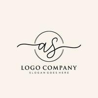 Initial AS feminine logo collections template. handwriting logo of initial signature, wedding, fashion, jewerly, boutique, floral and botanical with creative template for any company or business. vector