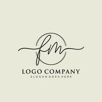 Initial FM feminine logo collections template. handwriting logo of initial signature, wedding, fashion, jewerly, boutique, floral and botanical with creative template for any company or business. vector