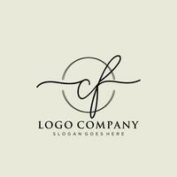 Initial CF feminine logo collections template. handwriting logo of initial signature, wedding, fashion, jewerly, boutique, floral and botanical with creative template for any company or business. vector