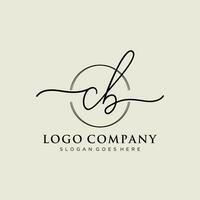 Initial CB feminine logo collections template. handwriting logo of initial signature, wedding, fashion, jewerly, boutique, floral and botanical with creative template for any company or business. vector