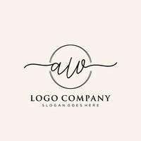 Initial AW feminine logo collections template. handwriting logo of initial signature, wedding, fashion, jewerly, boutique, floral and botanical with creative template for any company or business. vector