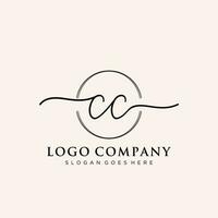 Initial CC feminine logo collections template. handwriting logo of initial signature, wedding, fashion, jewerly, boutique, floral and botanical with creative template for any company or business. vector