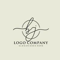 Initial BJ feminine logo collections template. handwriting logo of initial signature, wedding, fashion, jewerly, boutique, floral and botanical with creative template for any company or business. vector