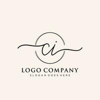 Initial CI feminine logo collections template. handwriting logo of initial signature, wedding, fashion, jewerly, boutique, floral and botanical with creative template for any company or business. vector