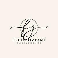 Initial FY feminine logo collections template. handwriting logo of initial signature, wedding, fashion, jewerly, boutique, floral and botanical with creative template for any company or business. vector