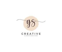 initial GS Feminine logo beauty monogram and elegant logo design, handwriting logo of initial signature, wedding, fashion, floral and botanical with creative template. vector