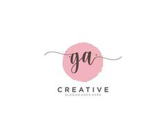 initial GA Feminine logo beauty monogram and elegant logo design, handwriting logo of initial signature, wedding, fashion, floral and botanical with creative template. vector