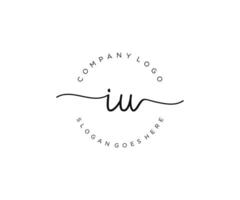 initial IU Feminine logo beauty monogram and elegant logo design, handwriting logo of initial signature, wedding, fashion, floral and botanical with creative template. vector