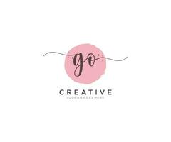 initial GO Feminine logo beauty monogram and elegant logo design, handwriting logo of initial signature, wedding, fashion, floral and botanical with creative template. vector