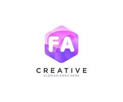 FA initial logo With Colorful Hexagon Modern Business Alphabet Logo template vector. vector
