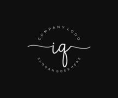 initial IQ Feminine logo beauty monogram and elegant logo design, handwriting logo of initial signature, wedding, fashion, floral and botanical with creative template. vector