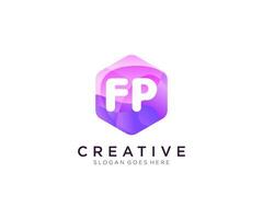 FP initial logo With Colorful Hexagon Modern Business Alphabet Logo template vector. vector