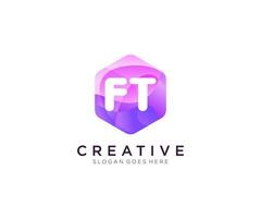 FT initial logo With Colorful Hexagon Modern Business Alphabet Logo template vector. vector