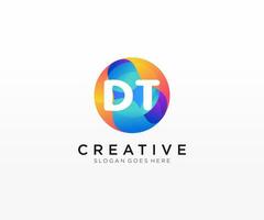DT initial logo With Colorful Circle template vector. vector