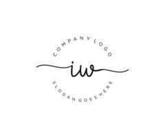initial IW Feminine logo beauty monogram and elegant logo design, handwriting logo of initial signature, wedding, fashion, floral and botanical with creative template. vector