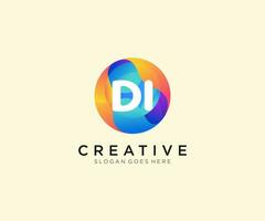 DI initial logo With Colorful Circle template vector. vector